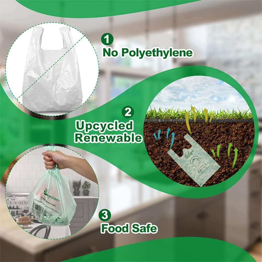 100% Home Compostable Trash Bags 13 Gallon Tall Kitchen, 50 Count, 0.9 Mil, Kitchen Compost Bags, Large Compostable Bags US BPI ASTM D6400 and OK Compost Home Certified