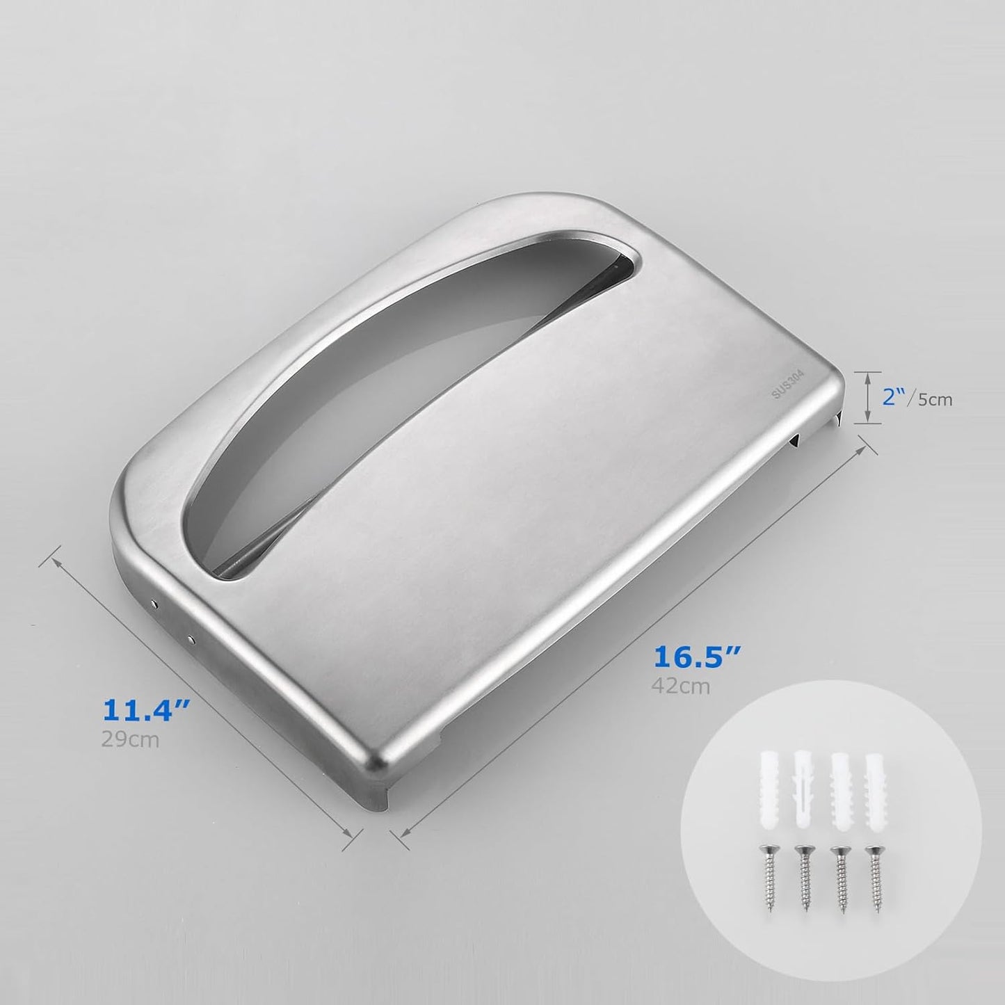 2 Packs Toilet Seat Cover Dispenser Wall Mount Commercial, Half Fold Toilet Seat Cover Dispenser, 304 Stainless Steel, 16-Inch