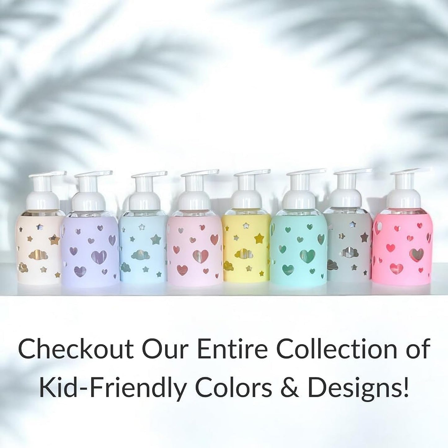 SoCal Suds & Company Glass Foaming Hand Soap Dispenser, Heart Silicone Sleeve, Refillable Pump Bottle for Kids, Baby Wash & Shampoo, Ideal for Home Use, Bright Pink 8oz