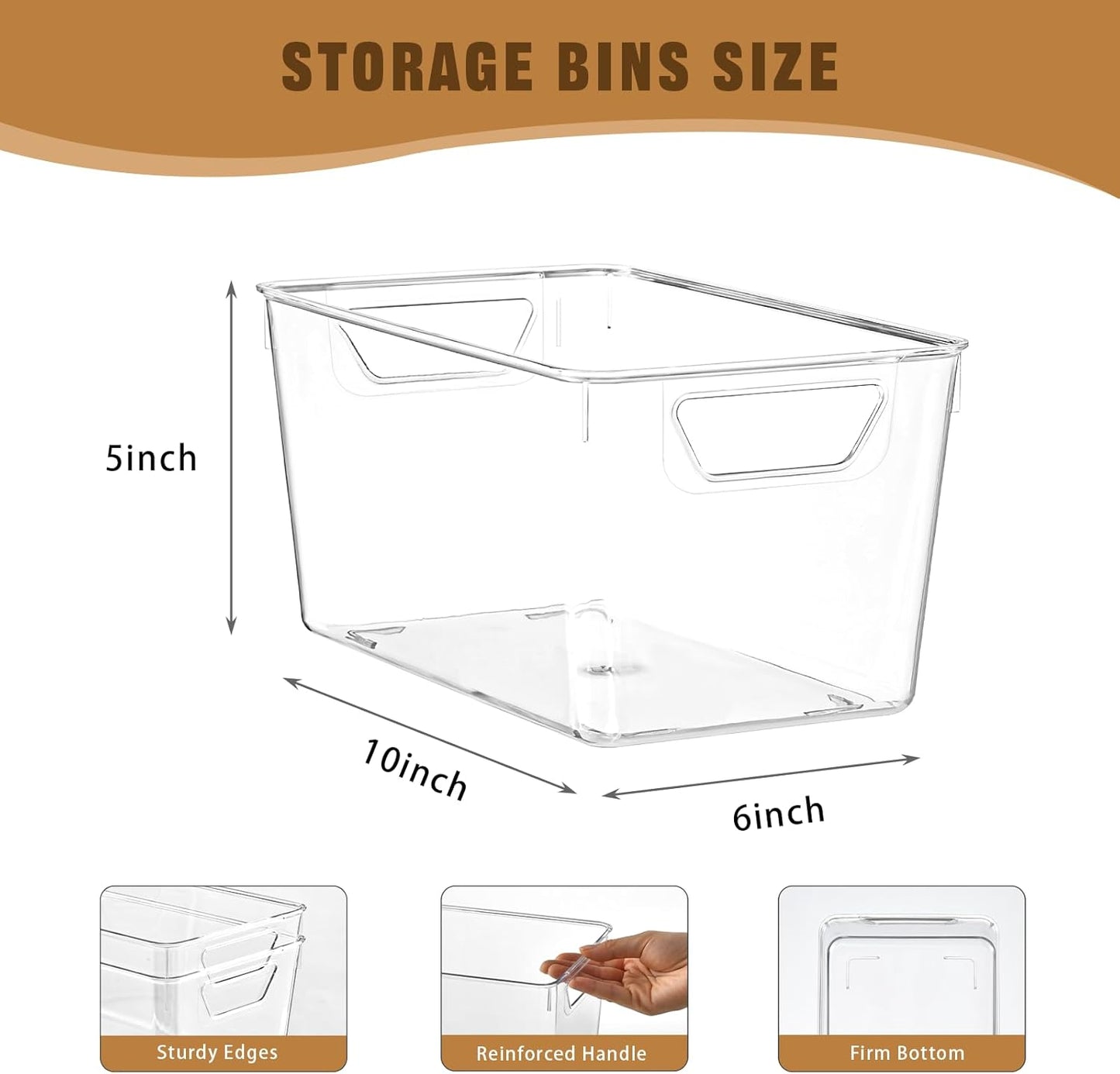 12 Pack Middle Organizers and Storage, Pantry Organization and Storage Bins, Cabinet Organizer, Clear Plastic Storage Containers with Handle，Acrylic Storage Bins for Cabinet, Fridge