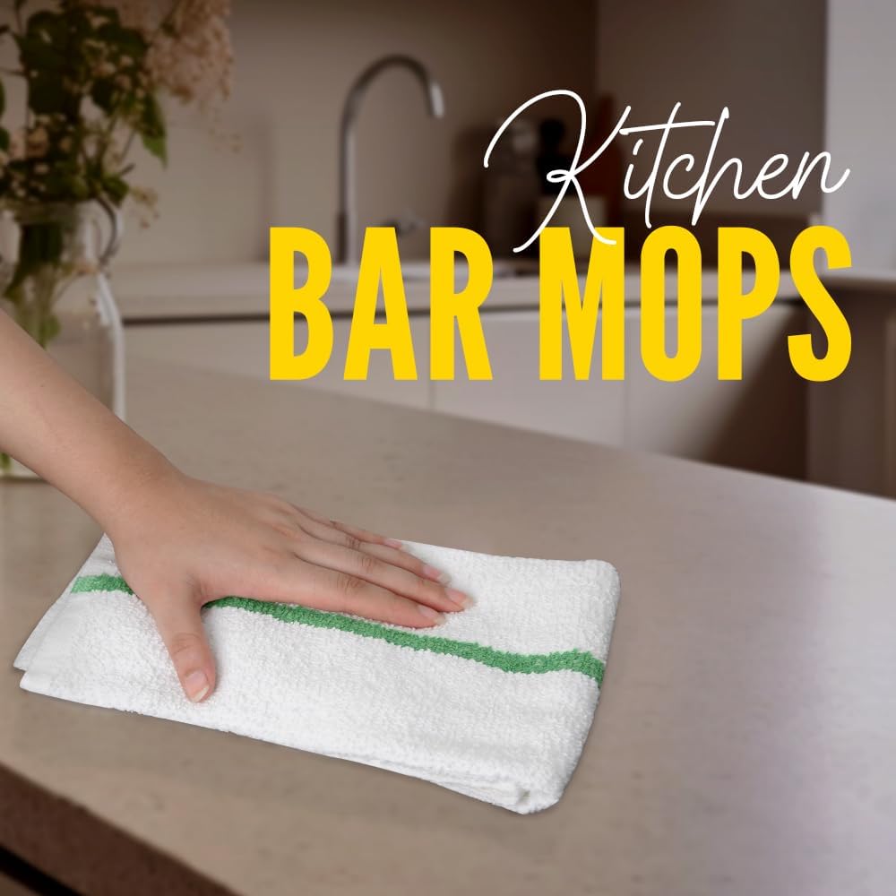Avalon Towels Terry Bar Mop Towels (Value Pack of 36) Size 16"x19" – Absorbent and Durable, Multipurpose Cleaning Rags, Cotton Cleaning Cloths, Terry Cloth Rags, Reusable Shop Rag