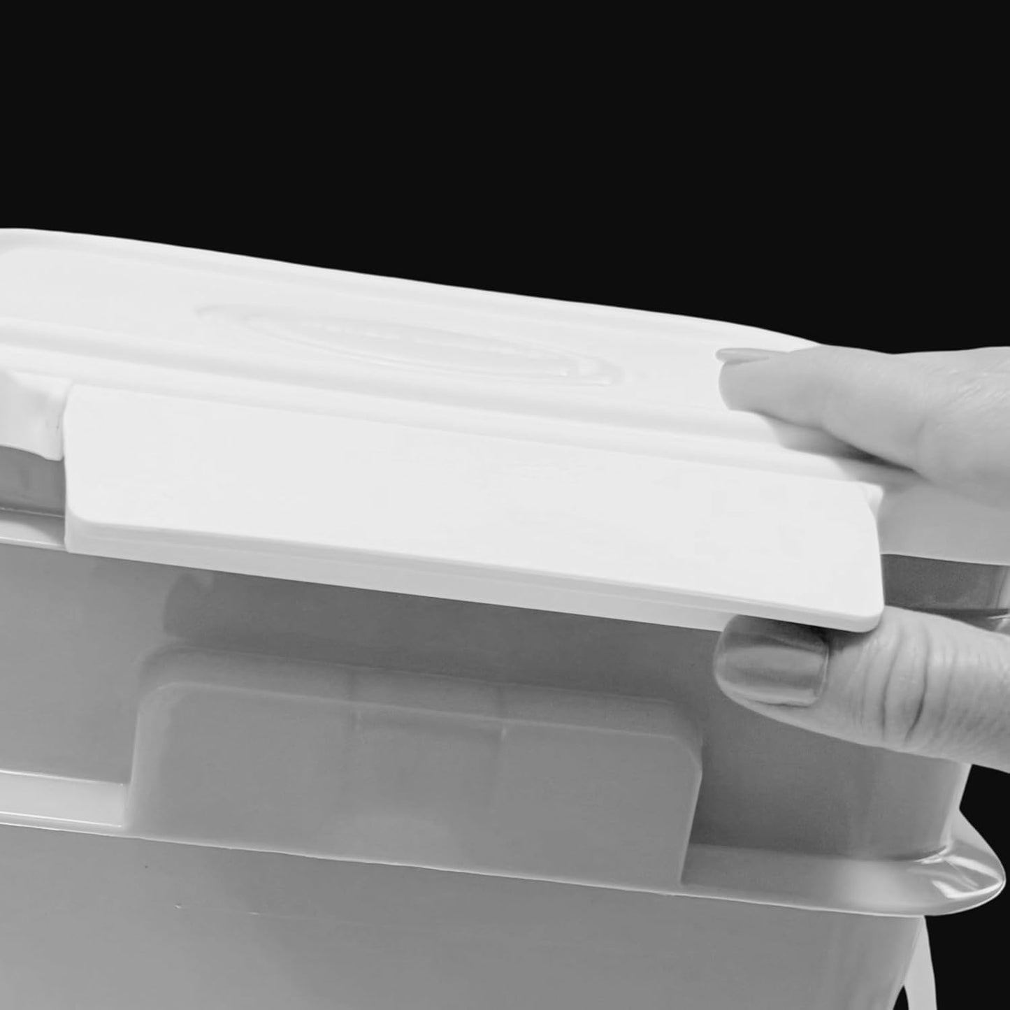 House Naturals 4 Gallon Square Food Grade Bucket Pail with Plastic Handles and Lid (Pack of 3) Made in USA containers (White - Black lids)