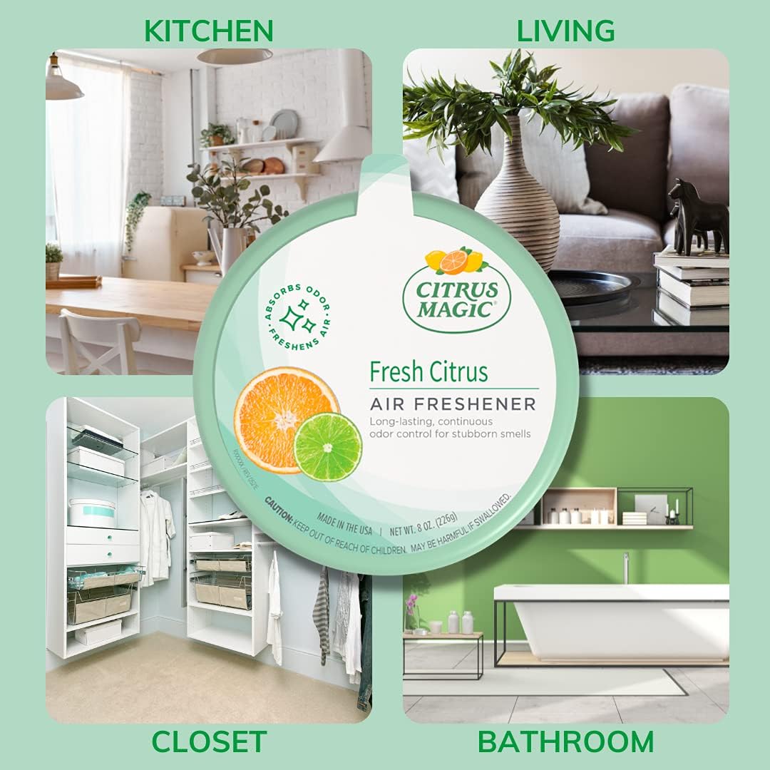 Citrus Magic Odor Absorbing Solid Air Freshener Fresh Citrus, 8-Ounce, Pack of 6, 6 Count
