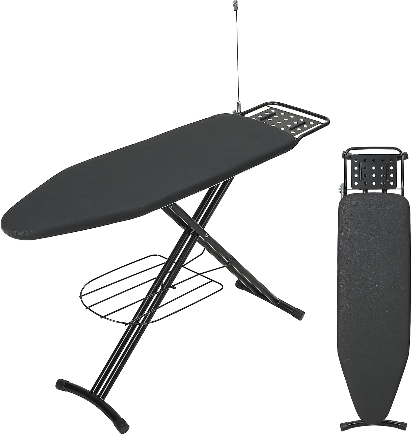 Ironing Board Full Size, RAINHOL 43"x13" Sturdy Iron Board with Iron Rest and Garment Rack, Height Adjustable Metal Construction with Ultra Thick Cover and Padding, Foldable and Heavy Duty