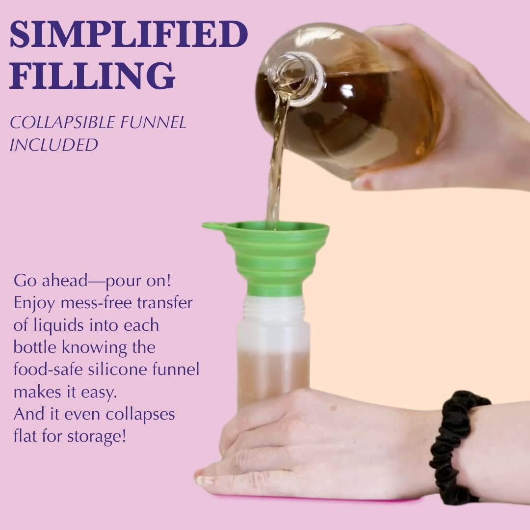 6-Pack Condiment Squeeze Bottles for Sauces - Includes Funnel, Erasable Marker & Reusable Labels, Perfect for Salad Dressings, Liquids, and Ketchup, Durable Plastic 32 oz Bottles