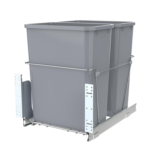 Double Pull-Out Trash Can for Under Kitchen Cabinets Include Double 35QT Trash Bin Doesn't Include Door Fittings, Bottom-Mount Recycling Bin