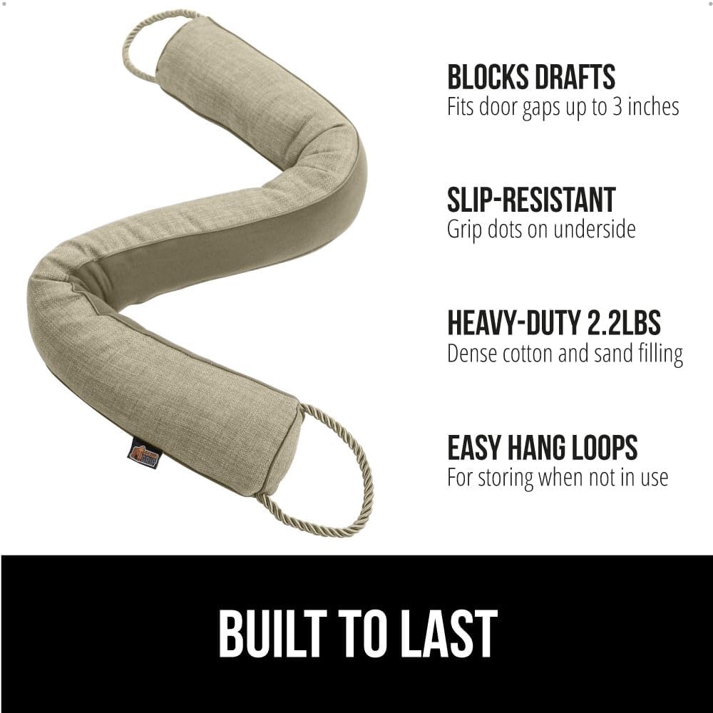 GORILLA GRIP Door Draft Stopper for Bottom of Doors, Weather Stripping Seal Blocks Hot Air, Noise, Bugs, Keeps Cold AC in, Sound Proofing Easy Install Gap Filler, Home Essentials, 38 Inch, Beige