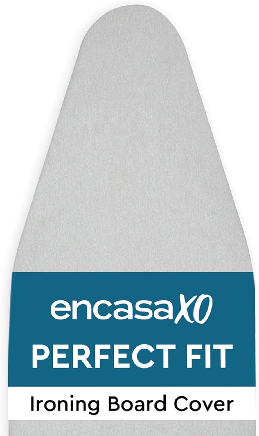 Encasa XO Ironing Board Cover and Pad 49"x18" - Metallised 'Silver Super Luxury' with Foam & Felt Pad, Fits Wide Iron Boards - Heat Reflective, Scorch Resistant, Bungee Elasticated, 3 Fasteners