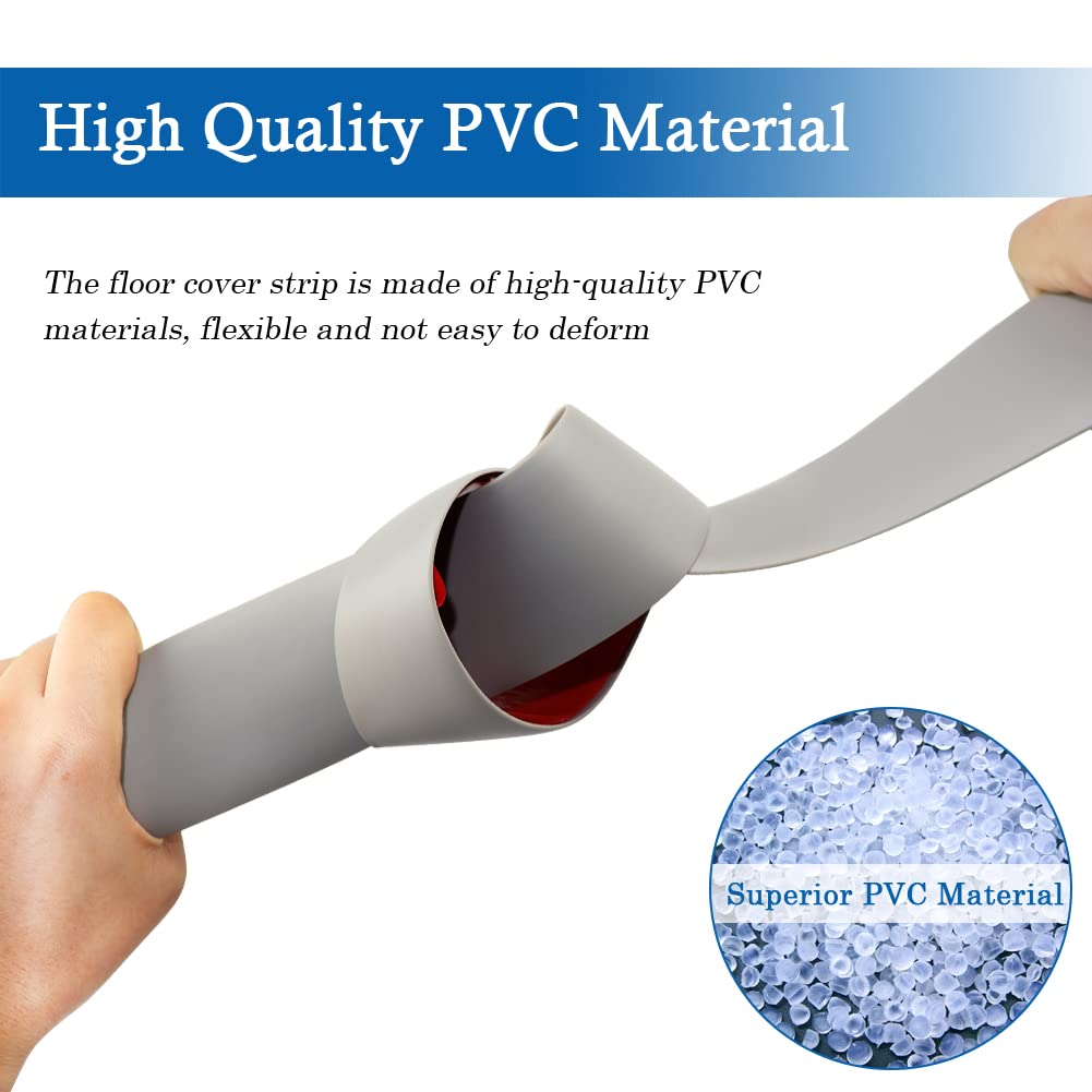 Floor Transition Strip Self Adhesive Floor Cover Strips Laminate 3" Wide Vinyl Flat Divider Transitions (7.5cm, 10Ft, Gray)