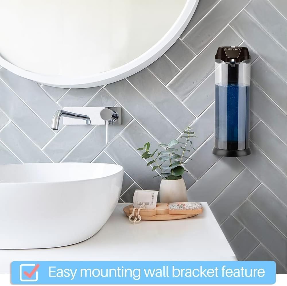 Secura 17oz / 500ml Premium Touchless Battery Operated Electric Automatic Soap Dispenser w/Adjustable Soap Dispensing Volume Control Dial (Dark Gunmetal)