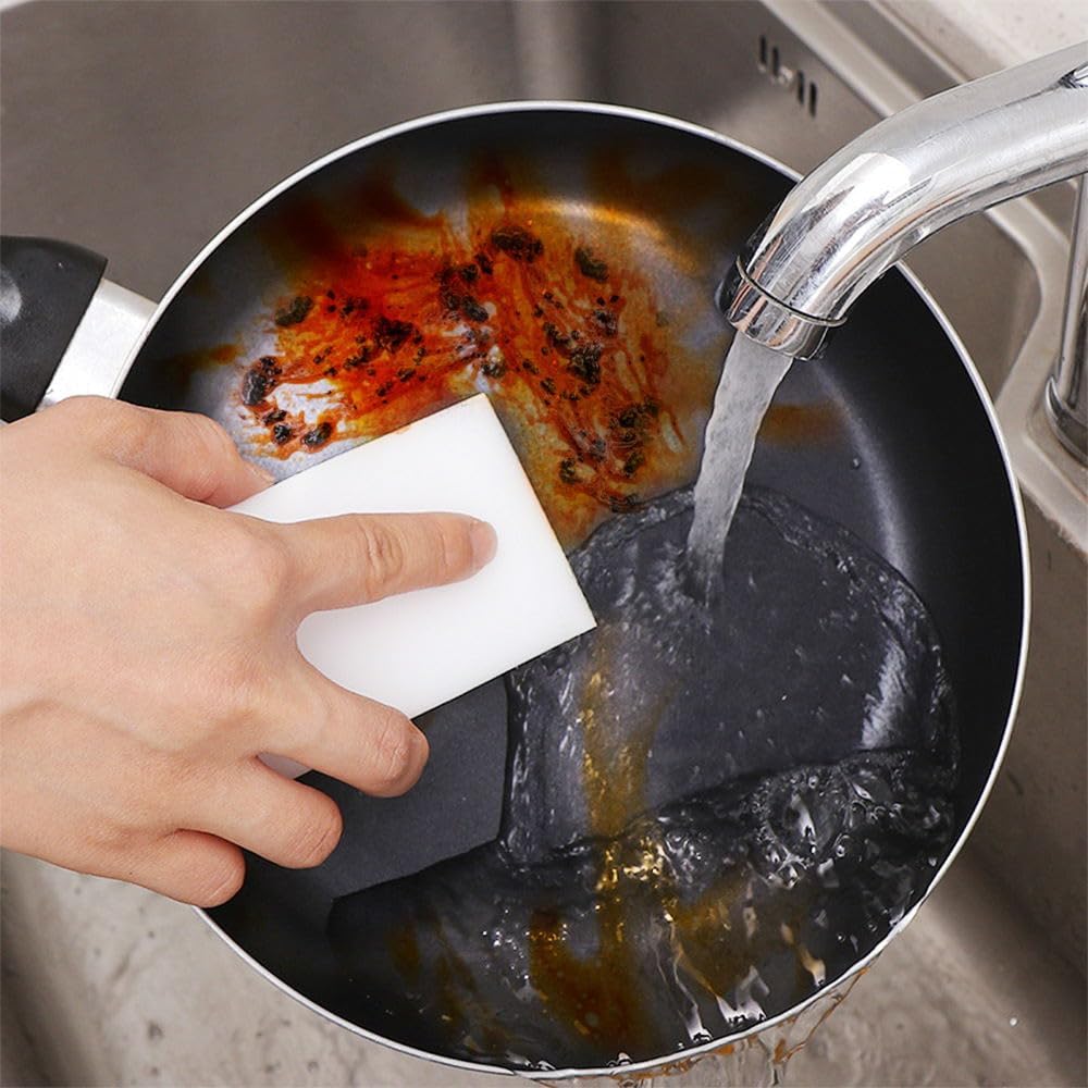 (50 Pack) Extra Large Eraser Sponge - Extra Thick, Long Lasting, Melamine Sponges in Bulk Boat Eraser Multi Surface Scrubber Foam Cleaning Pads - Bathtub, Floor, Baseboard, Bathroom, Wall Cleaner