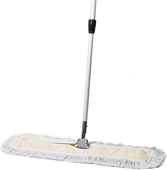 Commercial Dust Mop – 30 Inch Floor Sweeper for Hardwood, Reusable Cotton Mop Head, Extendable Handle, Dry Mop for Floor Cleaning & Janitorial Supplies