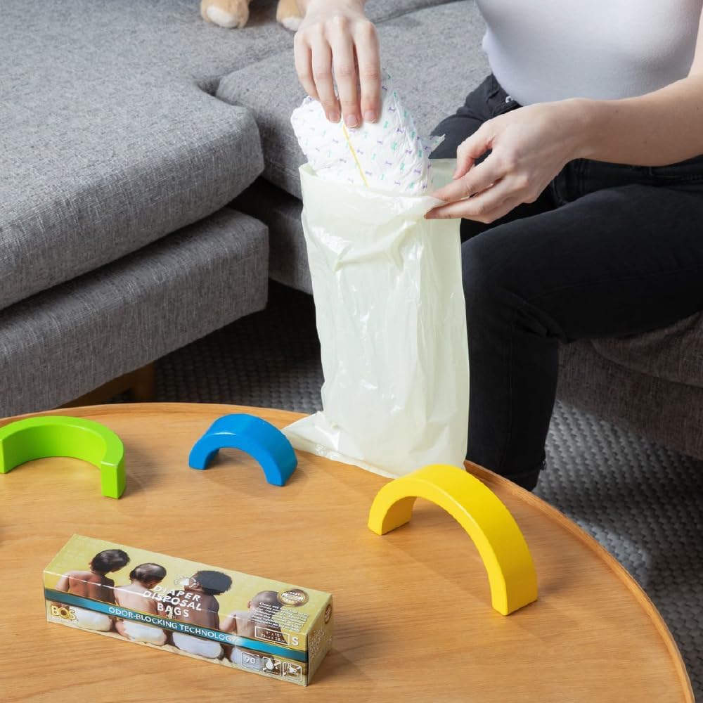 BOS, Odor-Sealing Dirty Diaper Trash Bags - Scent & Smell Free (Color: Cream Yellow) (Pack of 2)