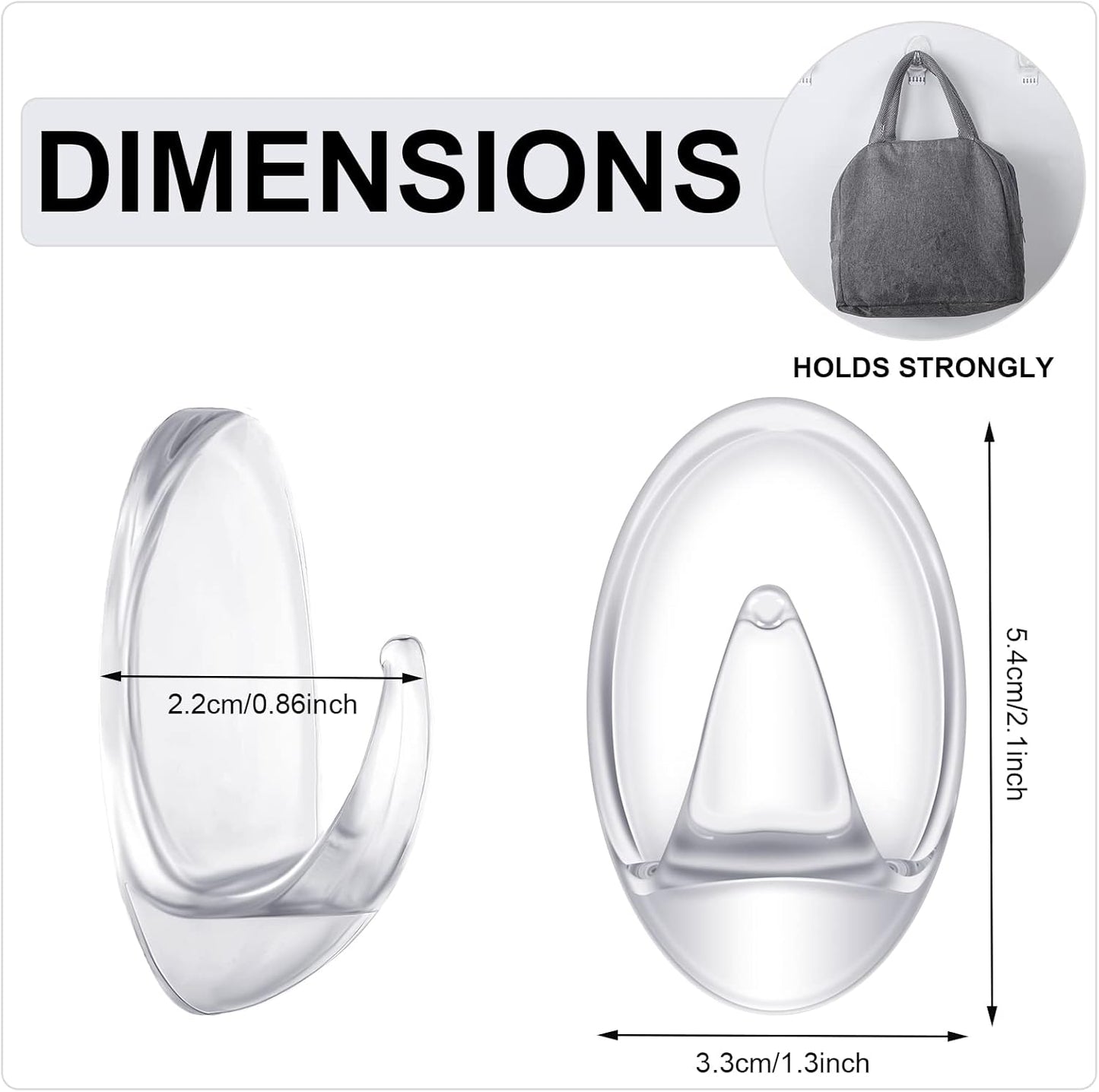 Blulu 12 Pcs Clear Adhesive Hooks for Hanging Wall Hooks Heavy Duty 22 lb Max No Damage Waterproof Transparent Hook with 15 Pcs Self-Adhesive Tapes for Home Bathroom Kitchen Office Wall