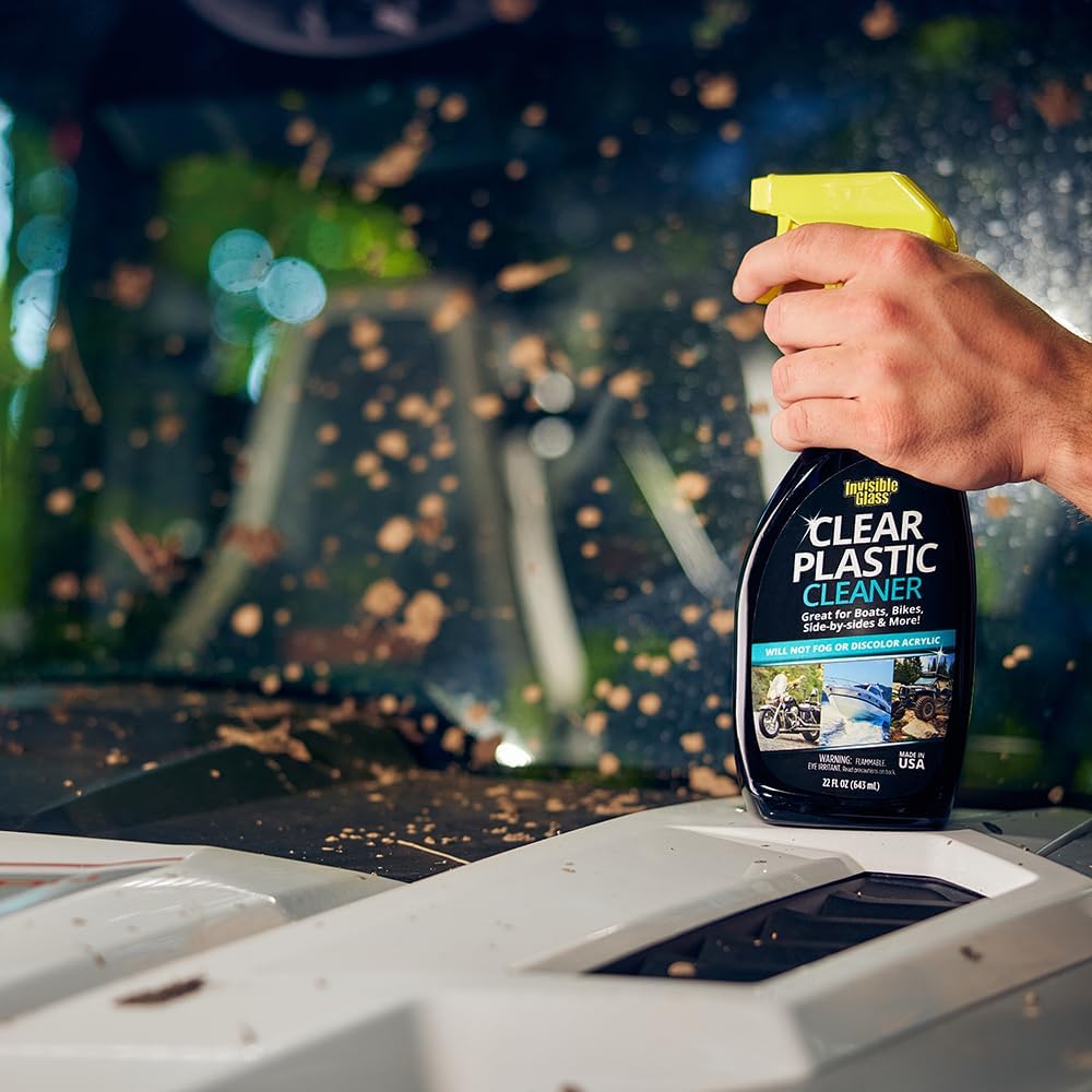 Invisible Glass 92084-3PK Clear Plastic Cleaner for Cars, Motorcycles, RVs, Boats, Helmet Visors, Golf Carts, Acrylic and Vinyl Windows, Streak-Free, Haze-Free, Removes Static, 22 Fl Oz, Pack of 3
