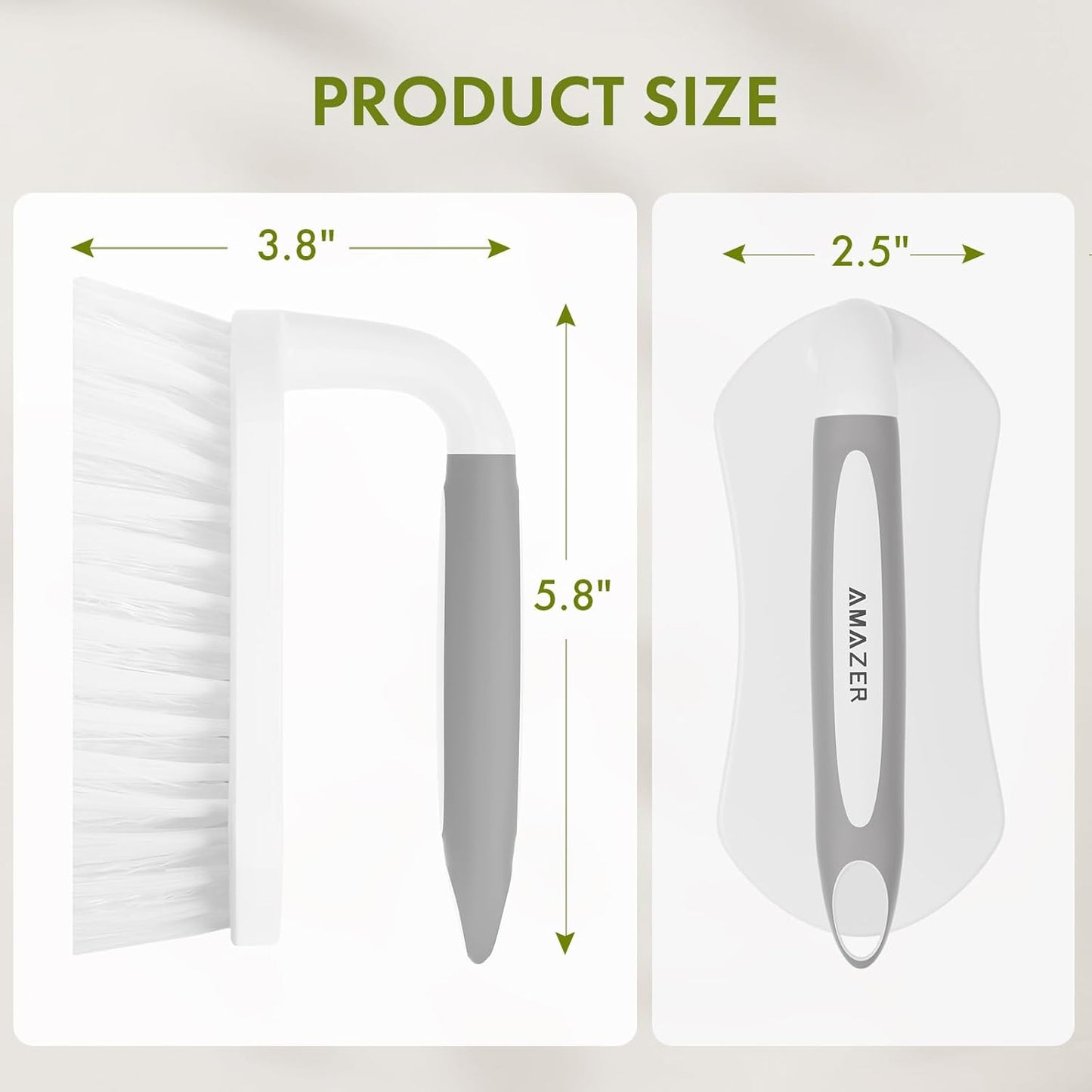 Amazer Scrub Brush for Cleaning Comfort Grip Shower Scrubber Flexible Stiff Bristles with Handle Heavy Duty Cleaner Brush for Tub Sink Carpet Floor - Pack of 2 (Grey+Grey)