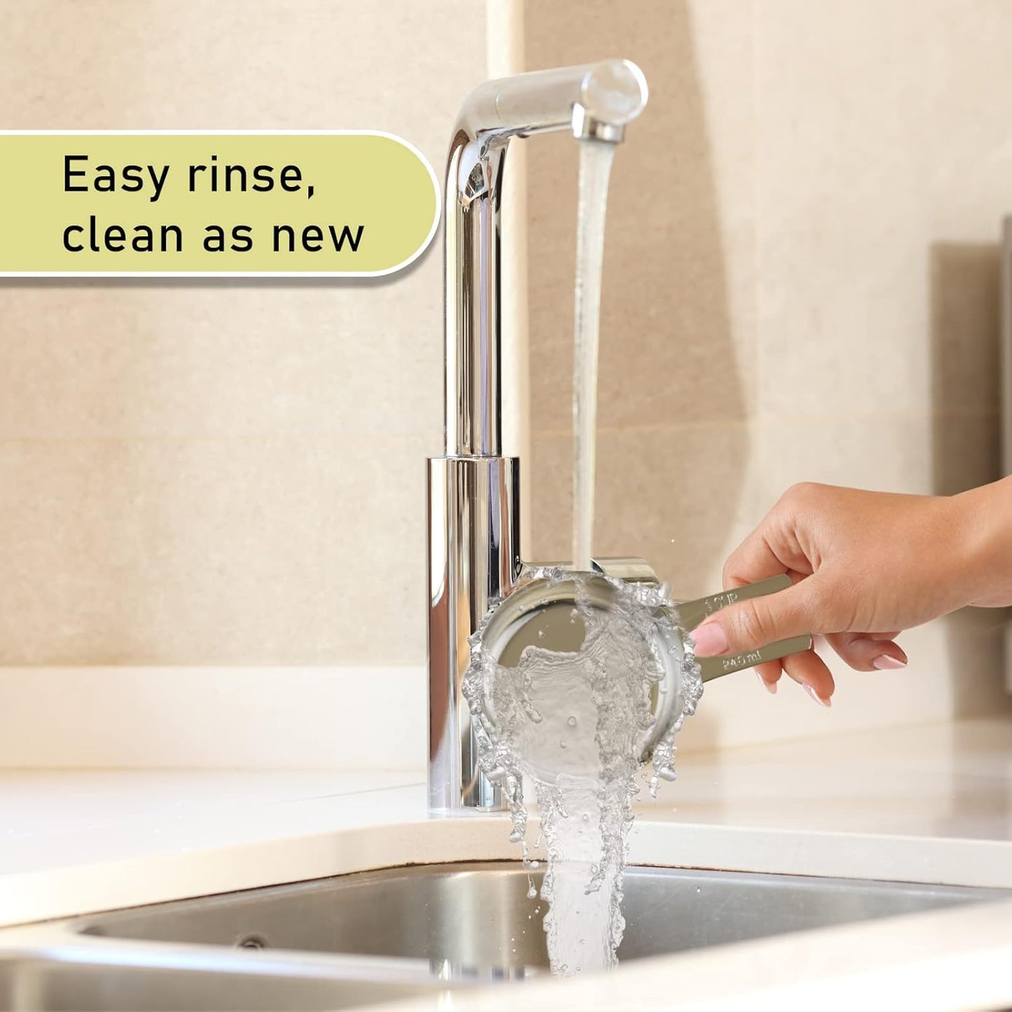 1PCS 1Cup (240ml, 8oz) Single Measuring Cup, Stainless Steel Measure Scoop, Metric and US Measurement, Dishwasher Safe