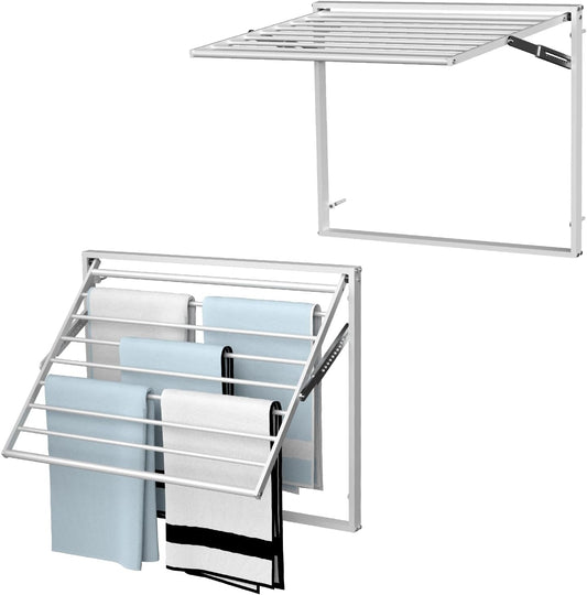 2 Pcs Wall Mount Clothes Drying Rack 26 X 31.5 Laundry Room Organizer Laundry Drying Rack Foldable Stainless Steel Drying Rack Clothing Space Saver Laundry Rack for Hanging Clothes Sock Towel
