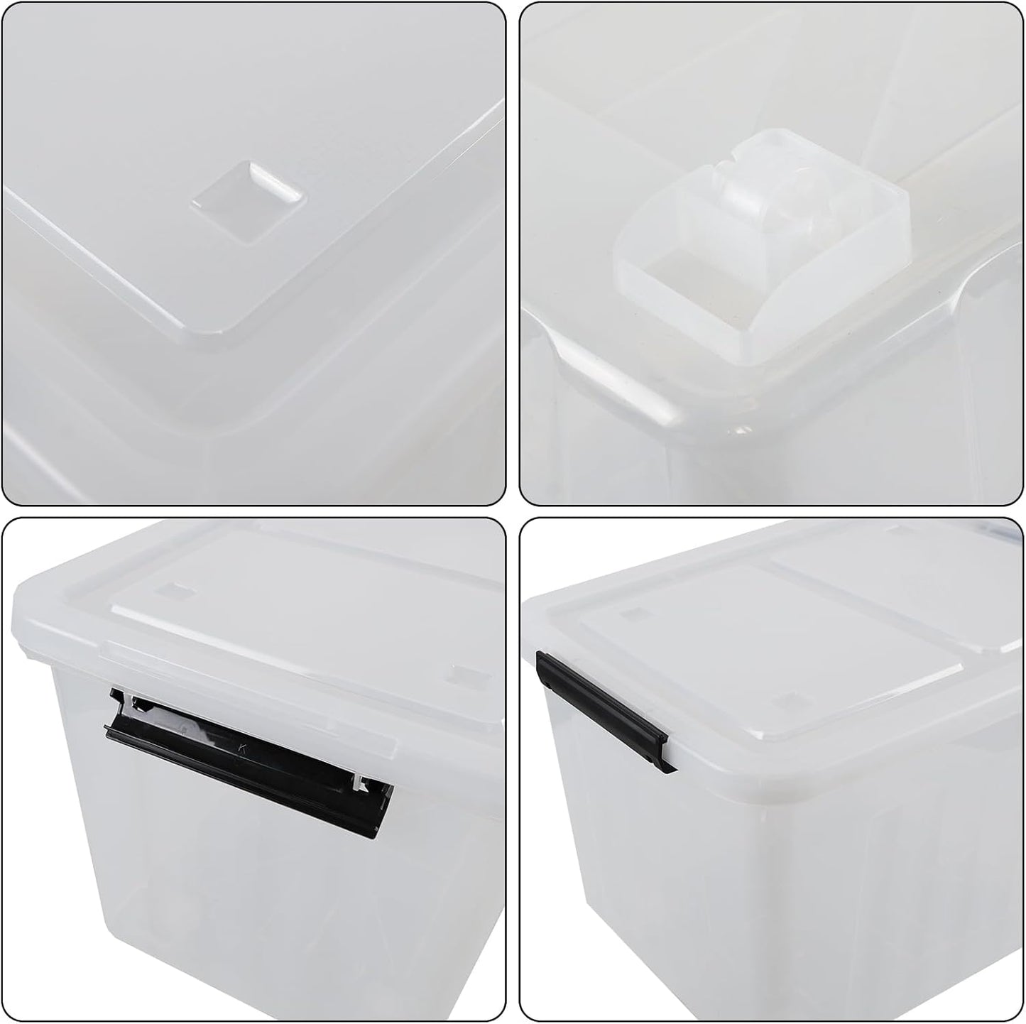 50 Quart Clear Storage Container with Lids and Wheels, 4-Pack Clear Plastic Latching Bins
