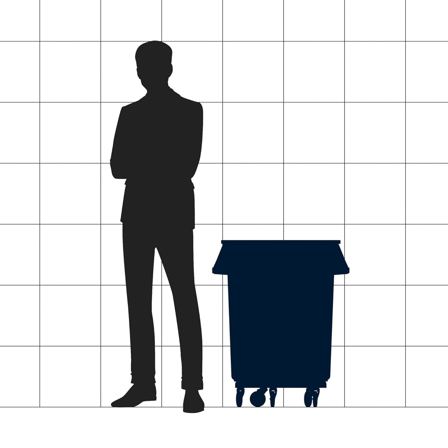 32 Gallon Gray Round Commercial Trash Can with Lid and Dolly