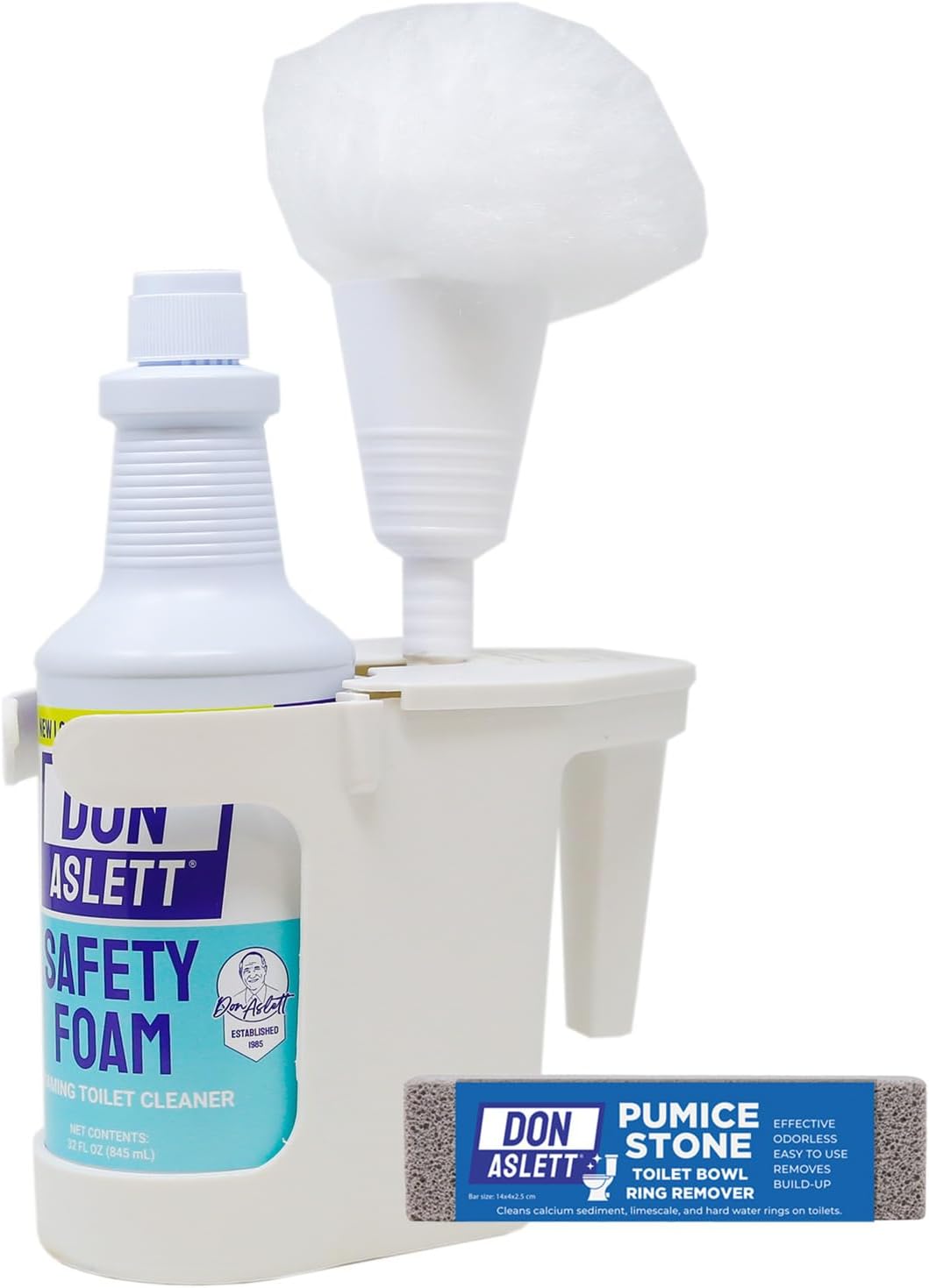 Don Aslett's Complete Toilet Cleaning Set | Includes 32 oz Toilet Cleaner, Convenient Cleaning Caddy, Johnny Mop Toilet Brush, and Pumice Stone for Tough Stains