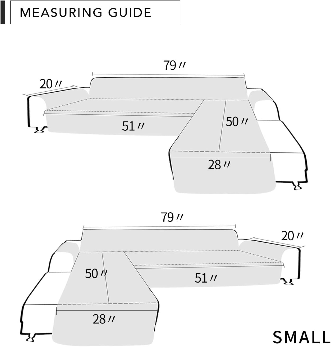 Easy-Going Sofa Slipcover L Shape Sofa Cover Sectional Couch Cover Furniture Protector Mat for Pets Dog Cat (Small, White/White)