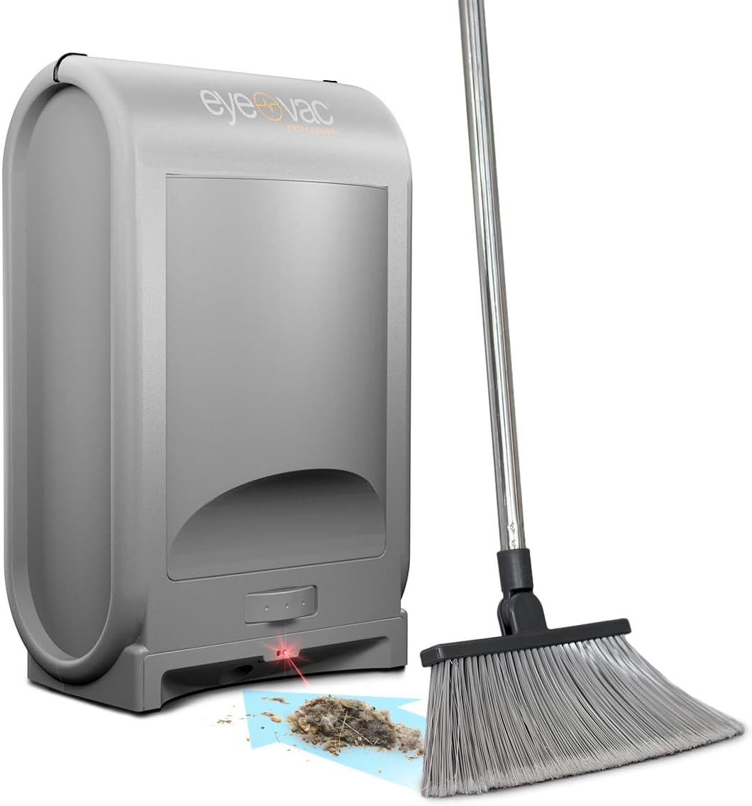 EyeVac Pro Touchless Vacuum Automatic Dustpan - Ultra Fast & Powerful - Great for Sweeping Salon Pet Hair Food Dirt Kitchen, Corded Canister Vacuum, Bagless, Automatic Sensors, 1400 Watt (Sliver)
