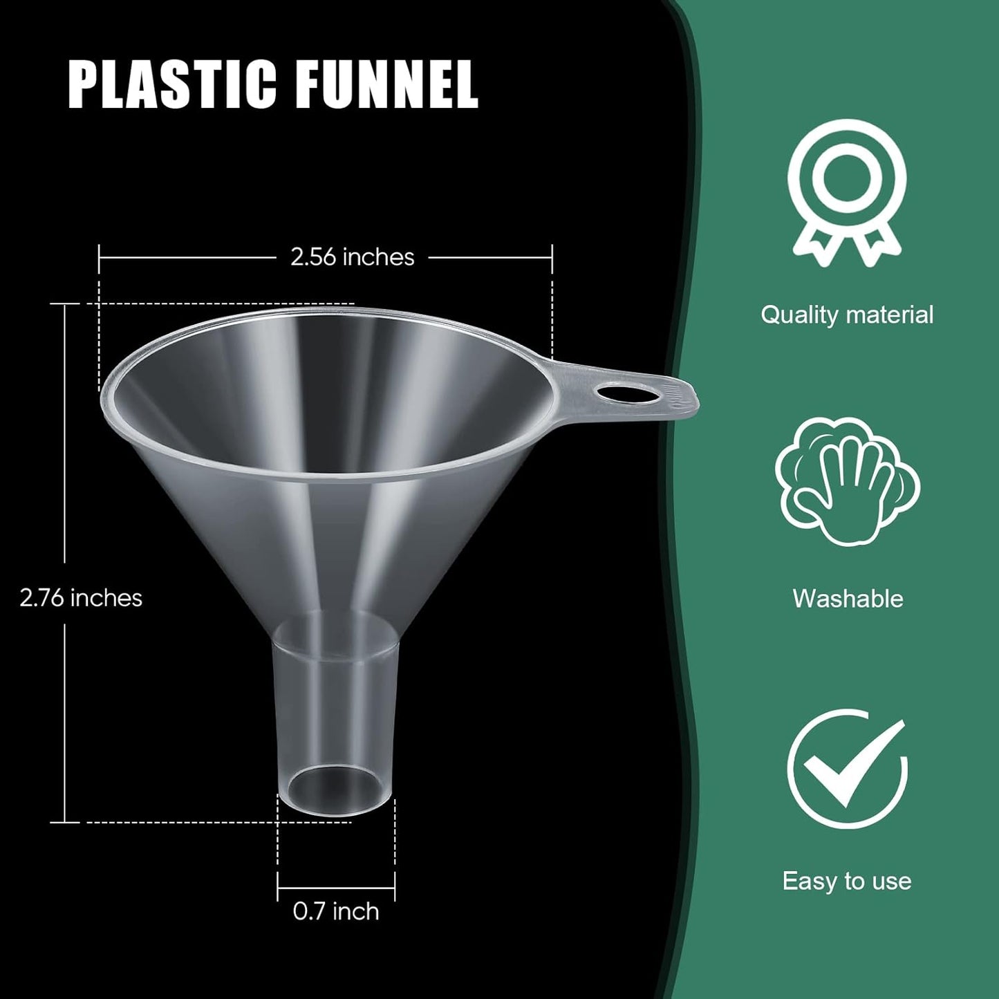 4 Packs Small Plastic Funnel for Filling Small Bottles 2.56 Inch Clear Wide Mouth Plastic Funnel for Filling Water Powder Essential Oils Perfumes Kitchen Bath Garage Use