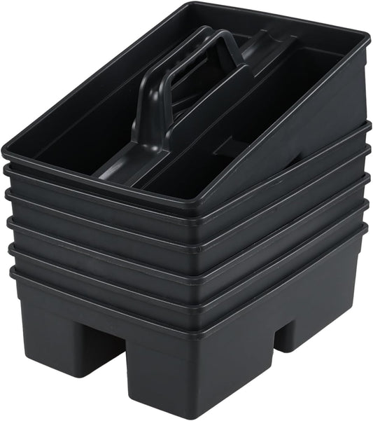 6 Pack Plastic Cleaning Caddy with Handle for Cleaning Supplies, Gray Plastic Carry Caddy Cleaning Tote