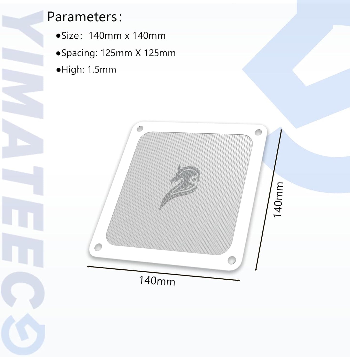 140mm Fan Filter PC Dust Filter Computer Fan Grills Dust Mesh Magnetic Frame PC Case Cover Dustproof PVC 50 Mesh(PVC, Gentleman Aesthetic, 140 * 140mm, 2pcs, White)