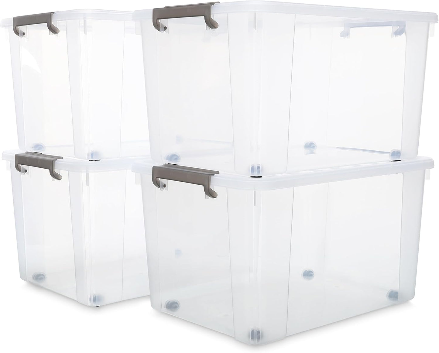 Citylife 69 QT Plastic Storage Bins with Latching Lids Stackable Storage Containers for Organizing Large Clear Storage Box for Garage, Closet, Kitchen, 4 Packs