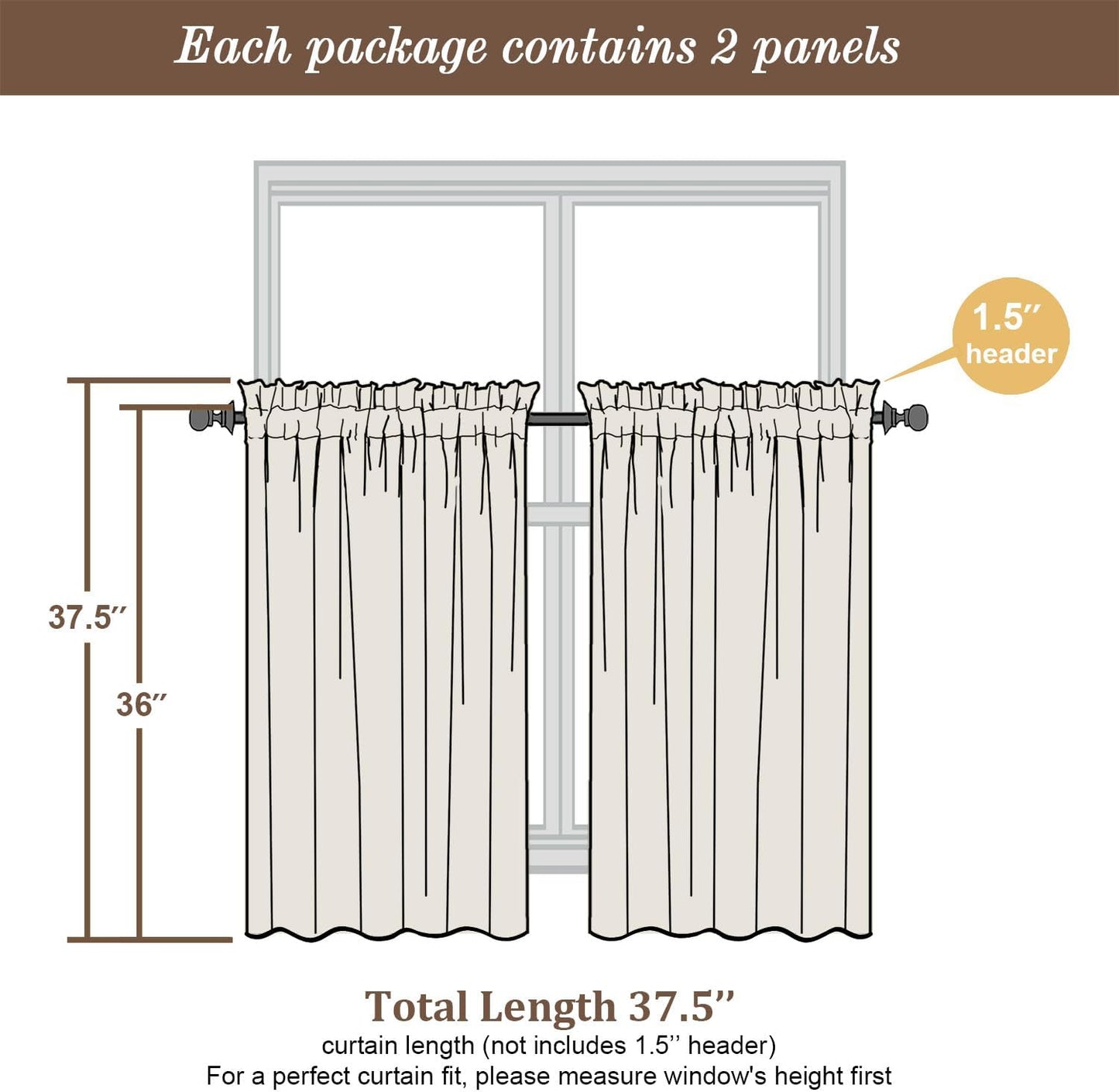 Chyhomenyc Sky Blue Sheer Curtains 36 inch Length 2 Panels, Light Filtering Voile Light Blue Short Window Curtians for Bathroom Living Room Farmhouse Small Windows, 42Wx36L inches