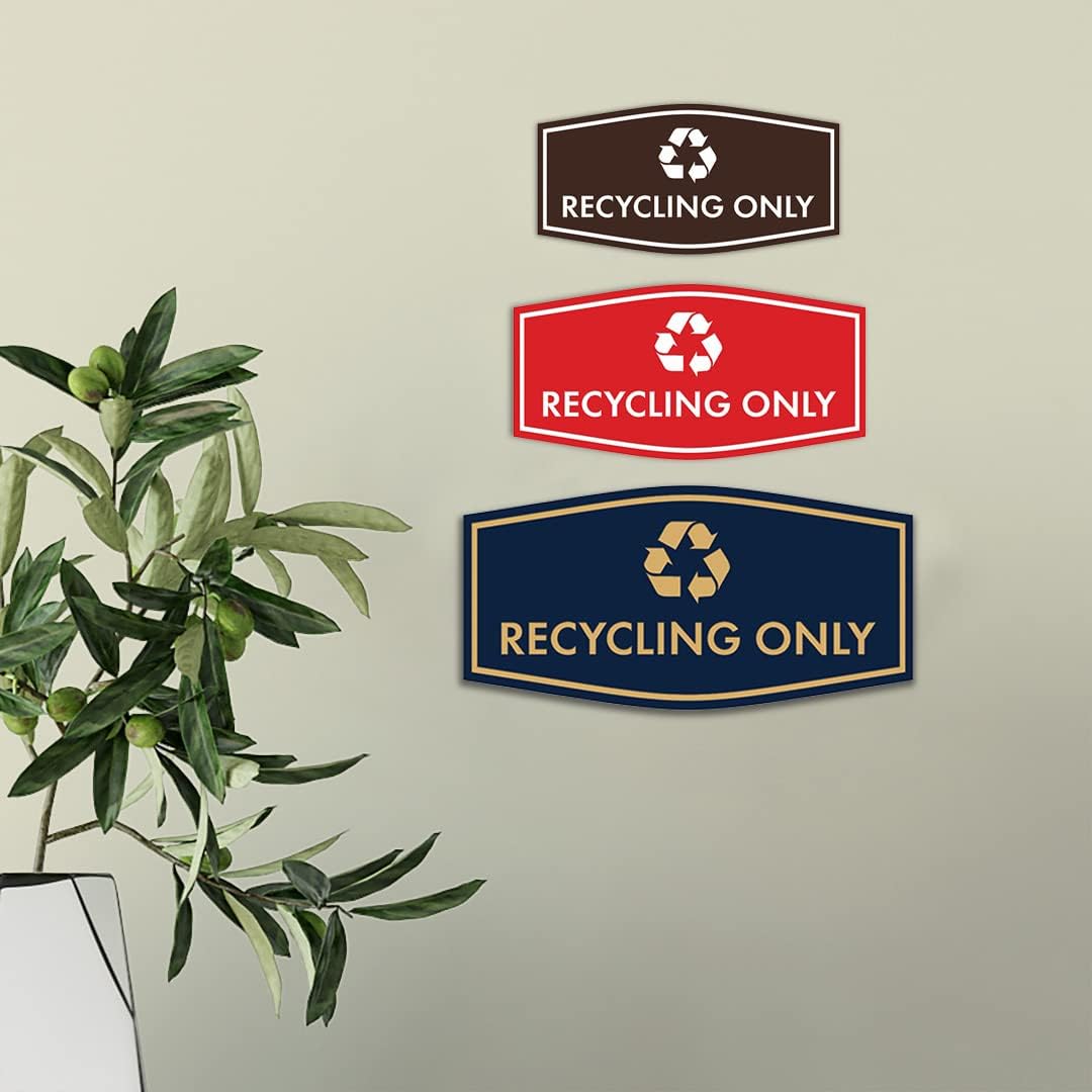 Fancy Recycling Only Sign (Navy Blue/White) - Medium