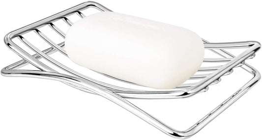 Soap Dish Stainless Steel Bar Soap Holder for Shower Bathroom, Self-draining Soap Dishes Sponge Holder for Kitchen Sink, Easy Cleaning Quick Dry(Soap Saver Not Included)