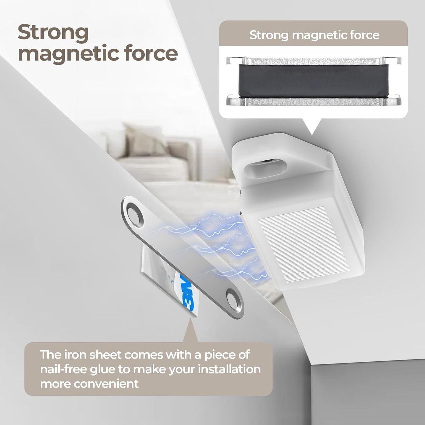 Cabinet Magnetic Catch Door Latch 30LB for Kitchen Drawer Magnets to Stay Closed Magnetic Catch Closet for Drawer（White 6 Pack）