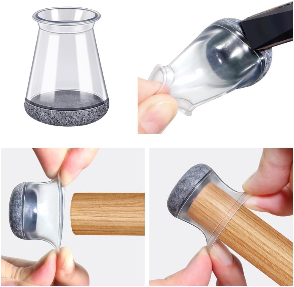 40 Pack Extra Small Chair Leg Floor Protectors Silicone Covers to Protect Floors Universal XS Clear Fit (8/16"-15/16")