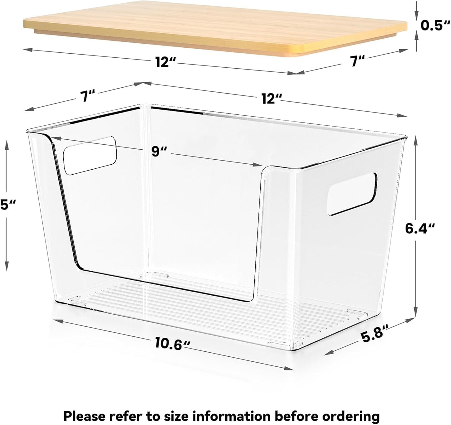 4-Pack Stackable Potato & Onion Storage Bins with Ventilated Design & Removable Dividers - Eco-Friendly Bamboo Vegetable Containers for Pantry, Kitchen Countertop - Garlic, Veggies, Produce Organizer