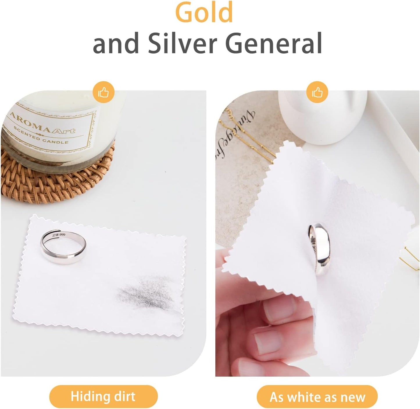 CATIFLIN 100pcs Jewelry Cleaning Cloth, Silver Polishing Cloth Individually Wrapped, Small Jewelry Polishing Cloth for Sterling Silver, Gold, Platinum and More (White, 3.15" x 3.15")