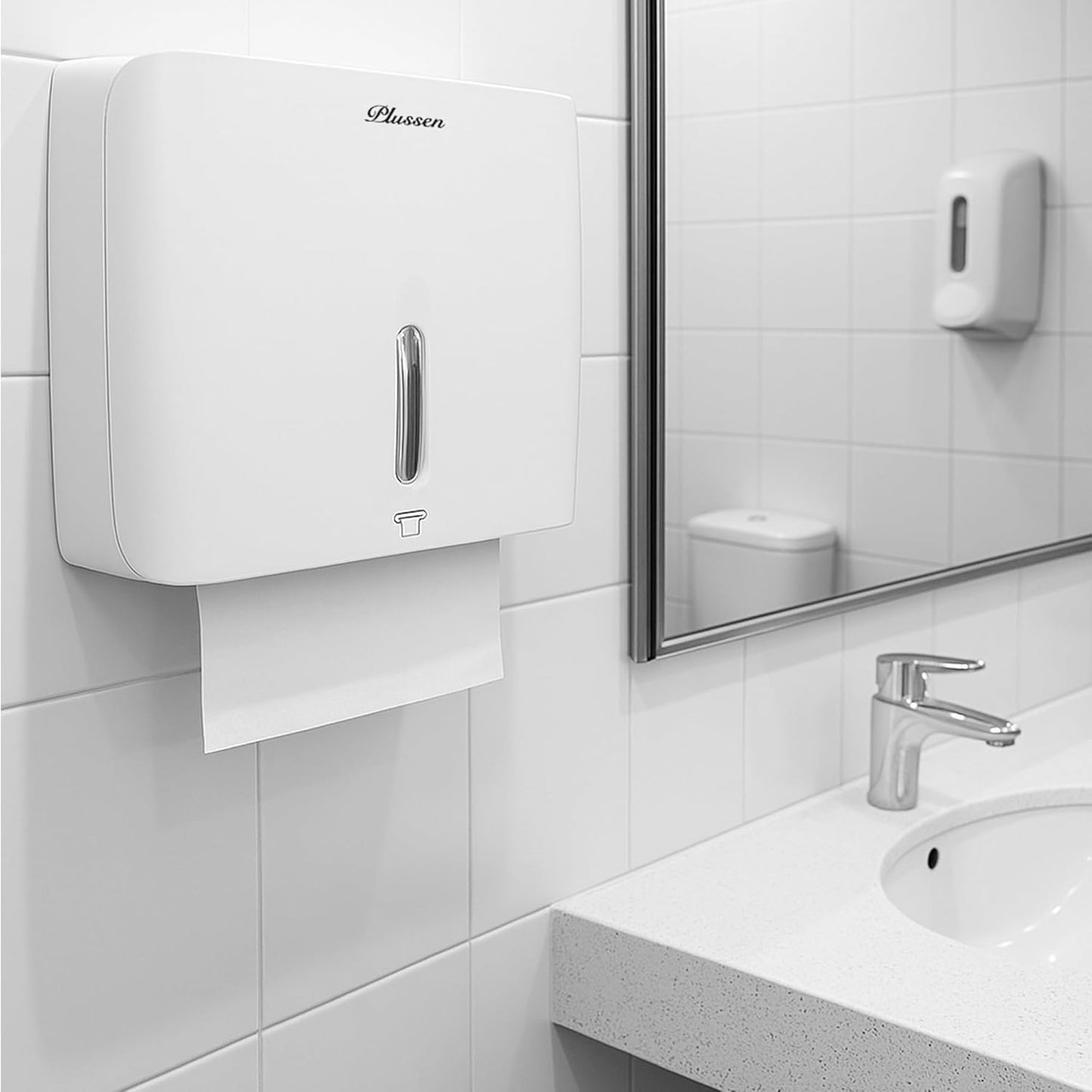 Commercial Paper Towel Dispenser Wall Mount with Key Pack of 2 Plastic 10⅞” Length X 8¼” Height X 3¾” Depth for Restroom