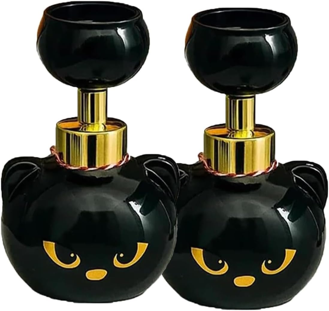 Cute Cat Paw Foam Soap Dispenser, Foaming Hand Dispensers - Pawprint Creates Shaped Bubbles, Black Pump Bottle for Soap, Refillable Empty Foam Liquid Container for Bathroom Kitchen (2)