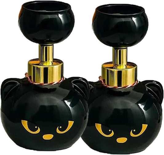 Cute Cat Paw Foam Soap Dispenser, Foaming Hand Dispensers - Pawprint Creates Shaped Bubbles, Black Pump Bottle for Soap, Refillable Empty Foam Liquid Container for Bathroom Kitchen (2)