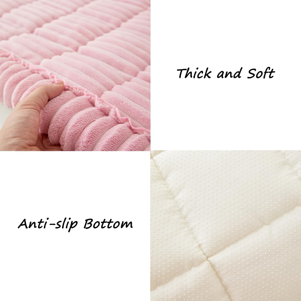 Couch Cover for Dogs Washable, Fuzzy Pet Couch Covers for 3 Cushion Sofa Pet Friendly, Non Slip Sofa Cover (Pink, 27.6" x 82.7"/70 x 210cm)