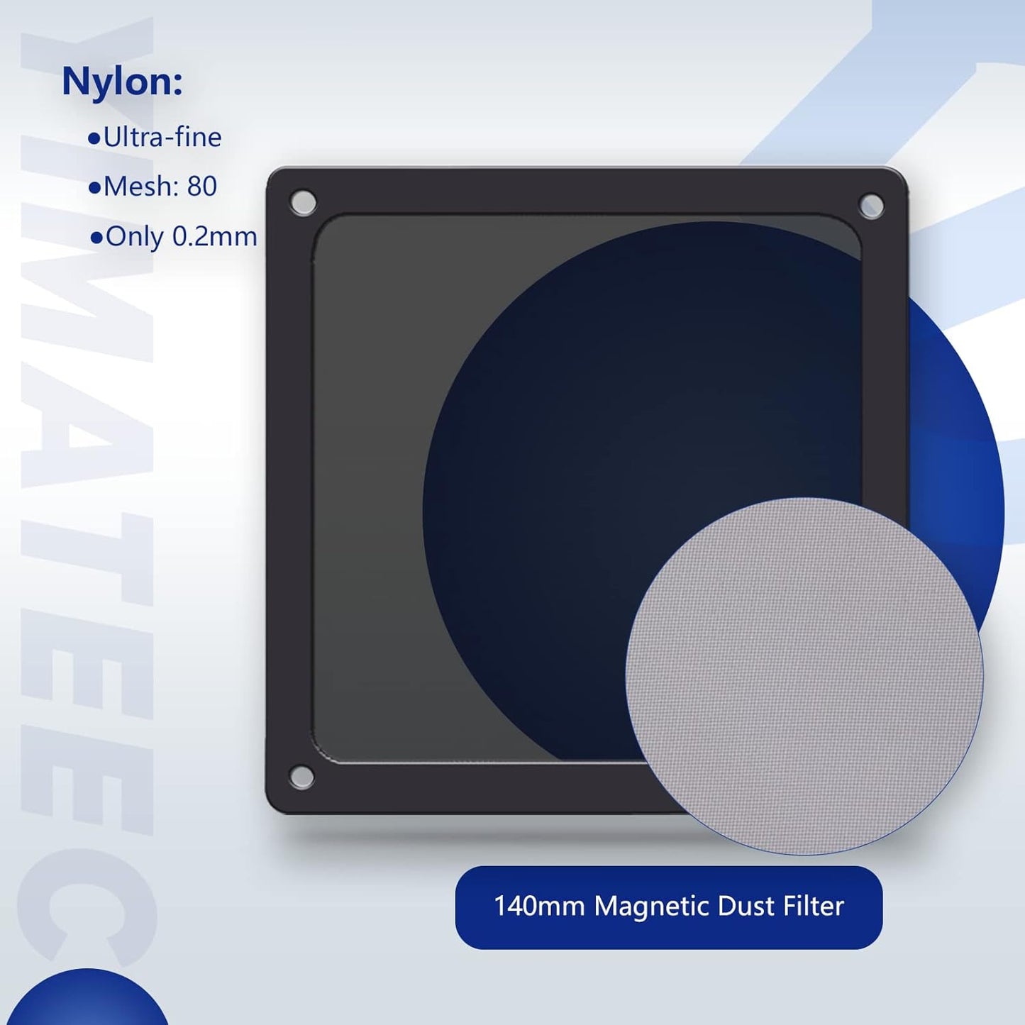 Dust Filter PC 140mm for Computer Cooler/PSU/Routers Nylon 80 Mesh, Magnetic Frame PC Fan Dust Mesh PC Cooler Filter Dustproof Computer Fan Grills (Nylon, 140 * 140mm, 10pcs, Black)