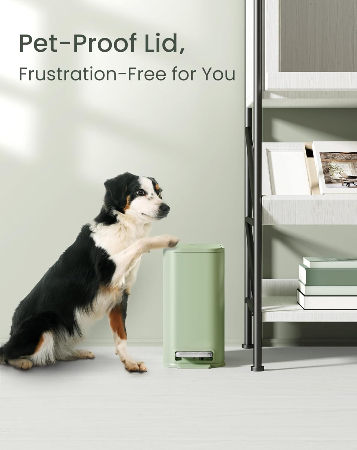 Cesun Small Bathroom Trash Can with Lid Soft Close, Step Pedal, 5 Liter / 1.3 Gallon Stainless Steel Garbage Can with Removable Inner Bucket, Waste Basket for Bathroom, Bedroom (Green)