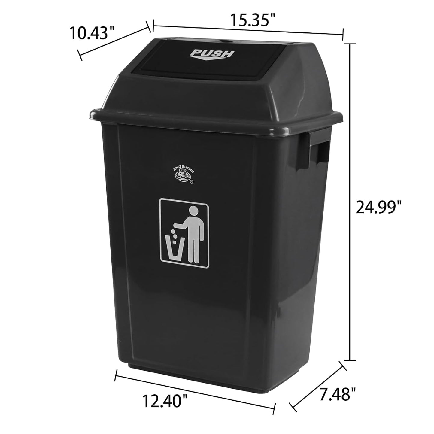 4-Pack 13 Gallon Plastic Swing Top Kitchen Trash Can, Garbage Bin with Lid