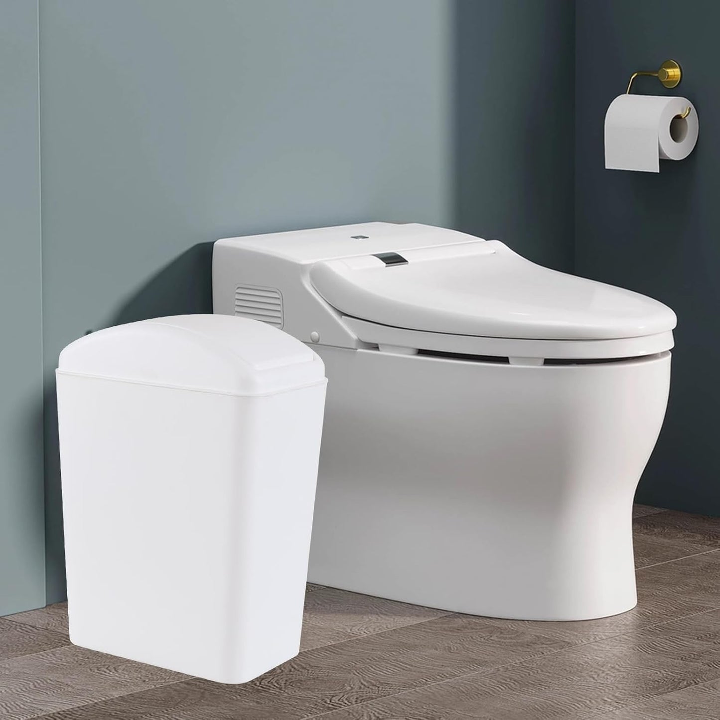 4.5 Gallon Plastic Swing Top Garbage Can, Swing Lid Trash Bins, White, 3-Pack