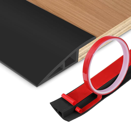 Floor Transition Strip Vinyl Door Threshold Ramp Self Adhesive Carpet Edging Strip Doorway Edge Trim, Overlap Edge Reducer for Laminate Carpet, Floor, Tile (Black, 2/5" to 3/5", 6.6Ft)