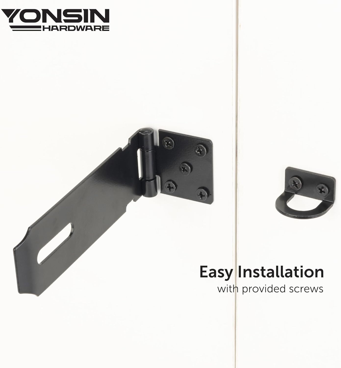 5" Door Padlock Safety Hasp Latch 2 Pcs, Door Hasp Clasp Lock Gate Shed Hasp Latch Lock for Door WindowCabinet Pet Cage Toolbox Shed Fence, 304 Stainless Steel, Matte Black Finish