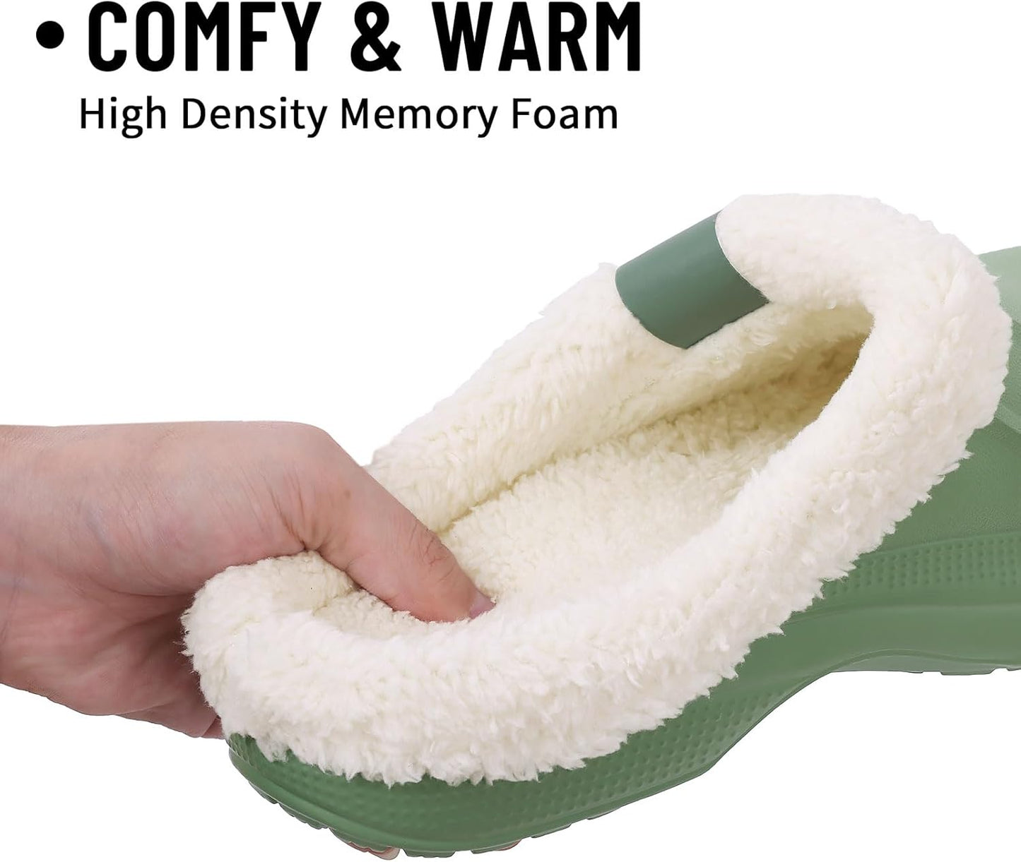 Beslip Classic Fur Lined Clogs Waterproof Winter Fuzzy Slippers for Women Men Indoor and Outdoor