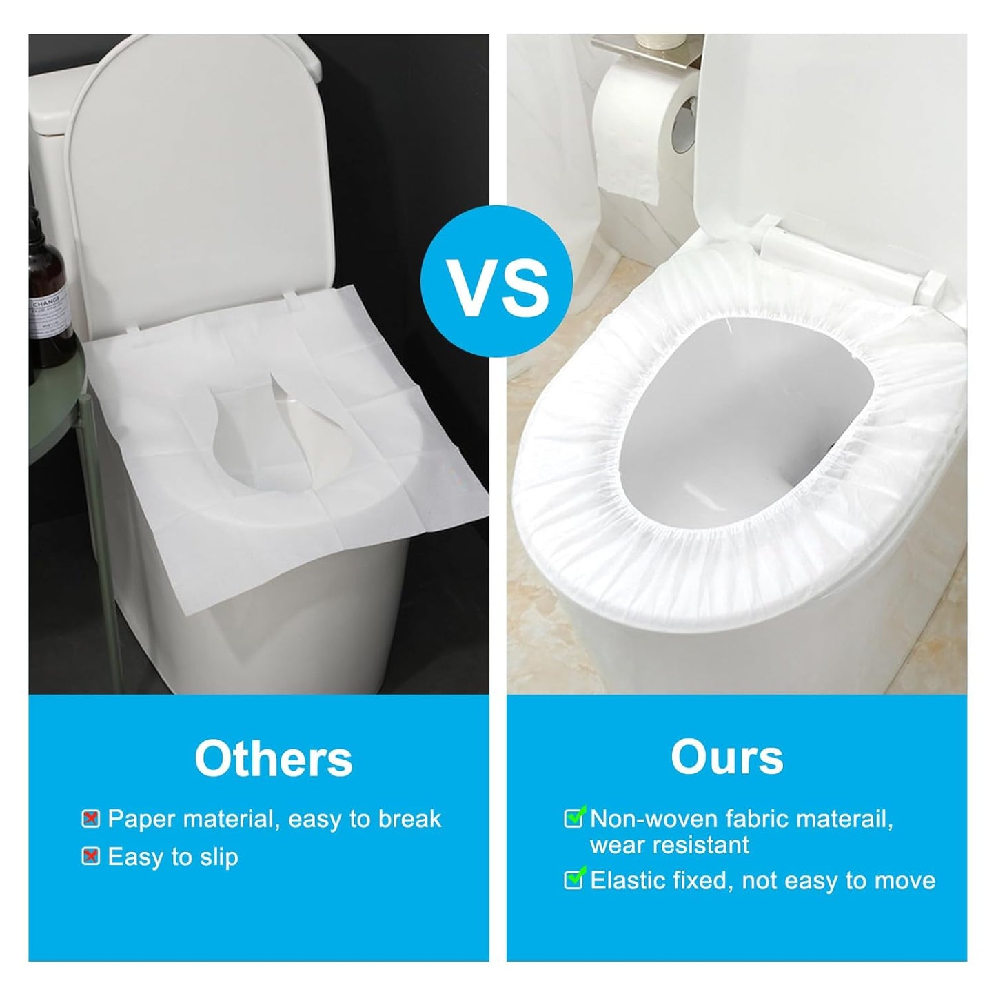 50 Pack Disposable Toilet Seat Cover Waterproof Non-Woven Fabric, Disposable Toilet Seat Covers for Travel, Disposable Seat Covers for Outing Hotel Hospital Public Toilet (Individual Package)